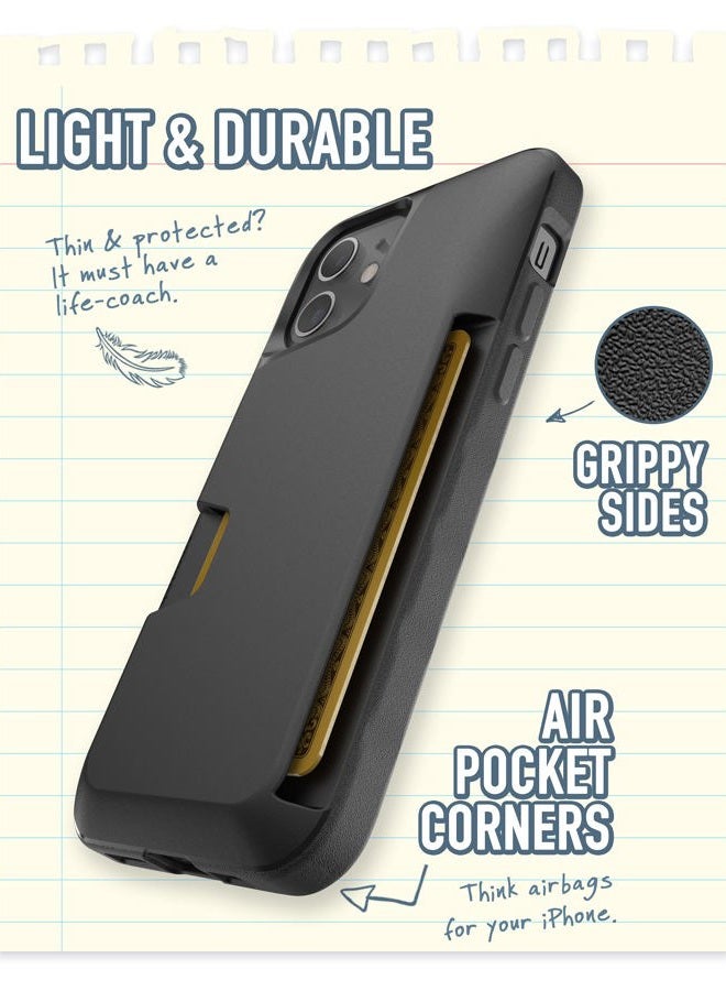 Smartish ® iPhone 12/12 Pro Wallet Case - Wallet Slayer Vol. 1 [Slim Thin + Protective] Credit Card Cash Holder - Drop Tested Hidden Card Slot Cover Compatible with Apple iPhone 12 - Black Tie Affair - Image 3